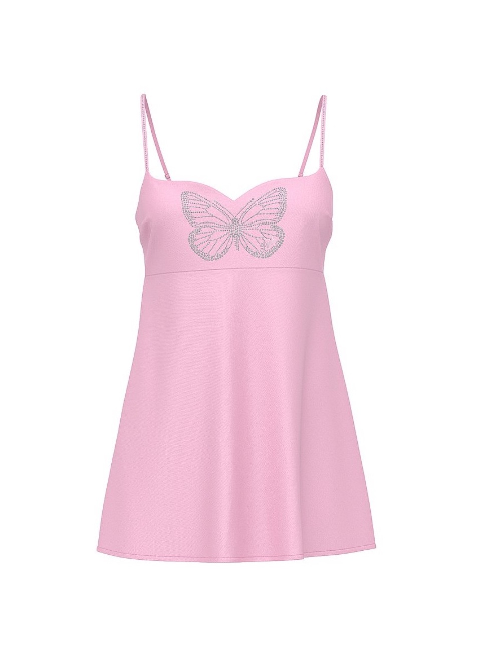 NWT Victoriaβs Secret PINK GRWM Pink Butterfly Satin Slip Dress